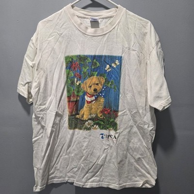 Vtg SPCA International Shirt Mens XL Animal Rescue Dog Puppy Patriotic Cute