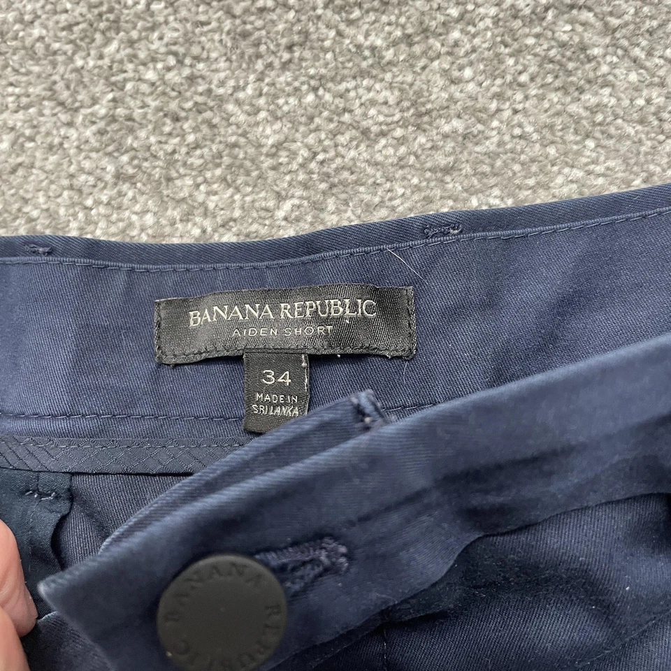 Pantalones Cortos Banana Republic Para Hombres 34 Azul Marino Aiden Chino Elastizados Frente Plano Informales Golf Foto 2 de 4