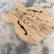 Semi-Hollow 335 Electric Guitar DIY Kit Spalted Maple F-Hole Full Hardware