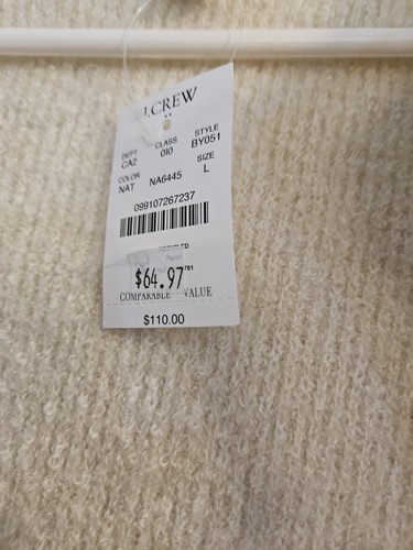 Maglione cardigan donna filato nubby pesante beige J Crew taglia L nuovo con etichetta - Foto 3 di 3