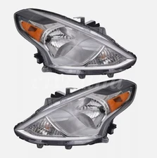 Pair Chrome Halogen Headlights Assembly Headlamps For 2015-2019 Nissan Versa