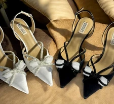 Badgley Mischka Women's Angelina Heels Satin Rhinestone Sandals ,Variety