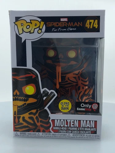 Funko POP! Marvel Spider-Man: Far From Home Molten Man Glow #474 DAMAGED BOX