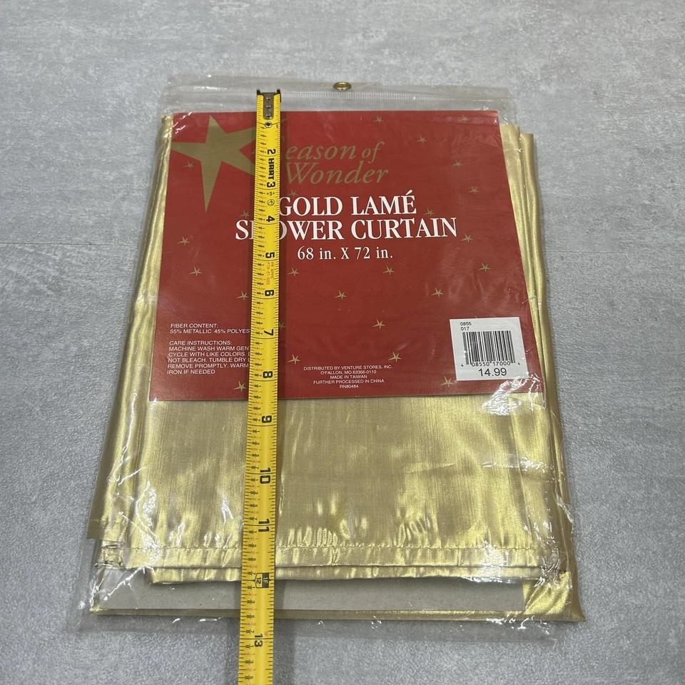 Season of Wonder Gold Lamé Vintage 68 x 72 Bathroom Shower Curtain Venture Store - Image 4 of 4