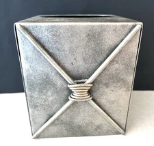 VINTAGE SILVER METAL TISSUE BOX COVER  5 X 4