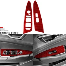 Red Carbon Fiber Front Window Lift Switch Cover Trim For Kia Sportage NQ5 22-25