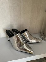 River Island mirror-metallic silver mules Size 4