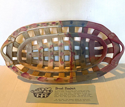 Oval Clay Bread Basket 16.5x8.5x4 in Multicolor Glossy Glaze Handles