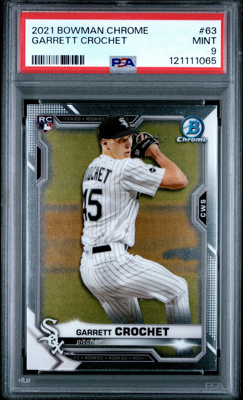 2021 BOWMAN CHROME #63 GARRETT CROCHET ROOKIE RC PSA 9