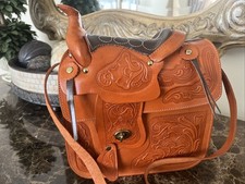 Woman s Western Hand Tooled Leather Saddle Shoulder Bag
