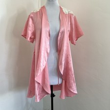 Vintage 90s Victoria's Secret Gold Label Pink Satin Lace Wrap Robe Kimono S