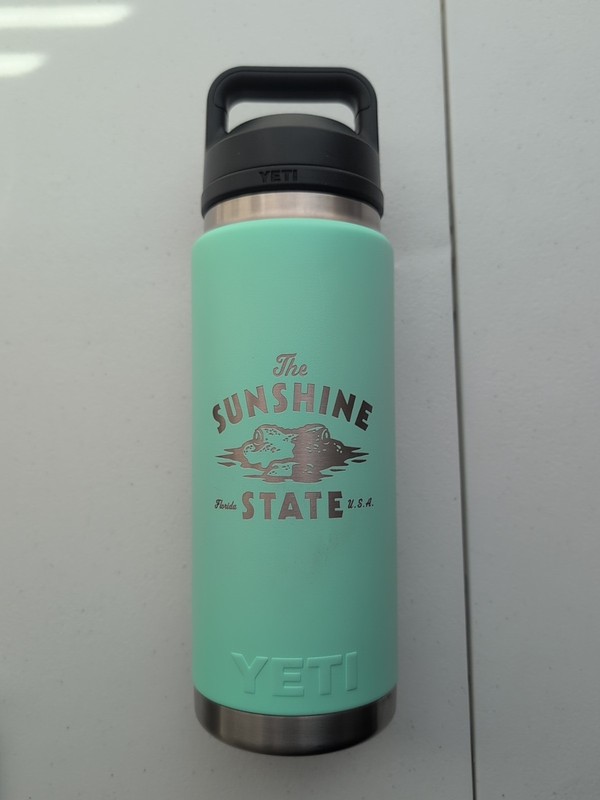 Yeti Tumbler 26oz W/ Chug Cap Seafoam Engraved "The Sunshine State"