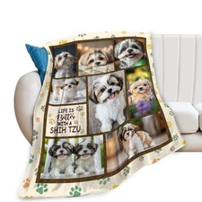 Shih Tzu Dog Flannel Throw Blanket 40x50 Inch Fleece Plush Soft Bedding