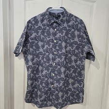 Mens Cremieux Blue Paisley Short Sleeve Button Up