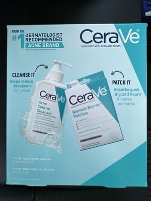 CeraVe Acne Control Salicylic Acid Cleanser 12 fl oz + Blemish Patches Set