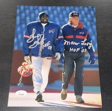 MARV LEVY & THURMAN THOMAS  Signed BUFFALO BILLS Hall Of fame 8x10 Photo + JSA