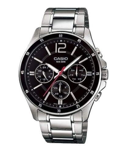 Casio Men's Analog Multi Hands Black Ion Plated S.Steel Band MTP-V300B-1A |  eBay