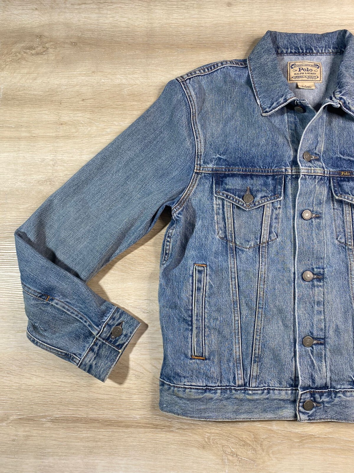 Giacca Polo Ralph Lauren uomo B&T nuova con etichette 2XB Big Pony stampa grafica jeans denim