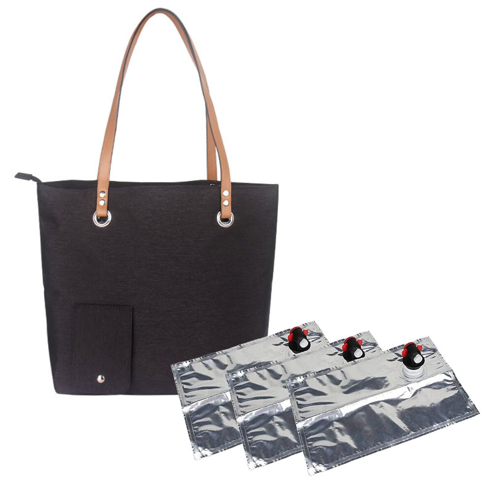 Wine Purse Insulated Beach Tote Bag with Hidden Compartment for Concert