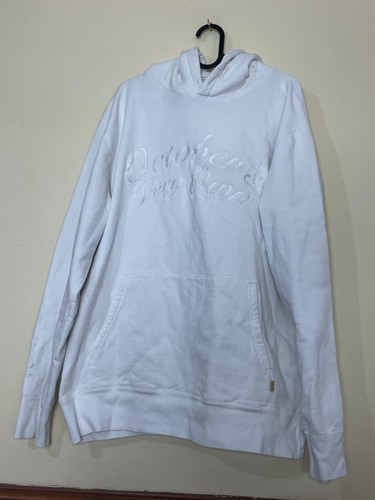 OCTOBER'S VERY OWN RARE WHITE HOODIE MEN'S USED SIZE 2XL OVO DRAKE SCRIPT STITCH - Picture 1 of 7