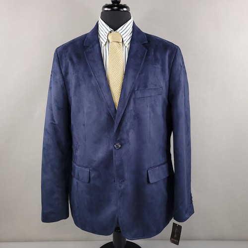 Tasso Elba Blazer Mens Extra Large 46-48 Blue Microfiber Sport Coat 2 Button - Picture 2 of 17