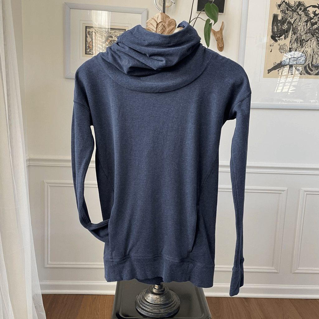 Lululemon On The Double Pullover Cowl Neck Hoodie Sweatshirt Dark Blue