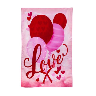 Valentine's Day Love Balloon Applique House Flag 28'' x 44'' Evergreen