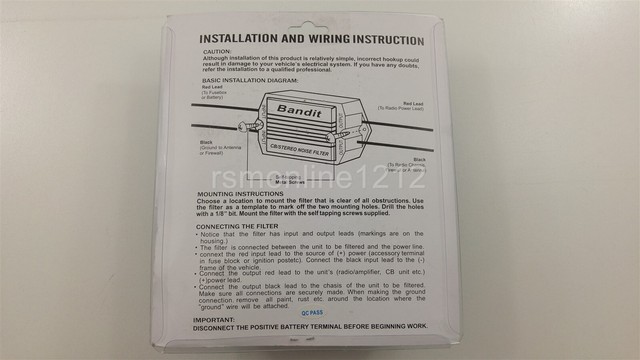 Workman Bandit CBNF3AXX 20 Amp CB/Stereo Radio Power Noise Filter