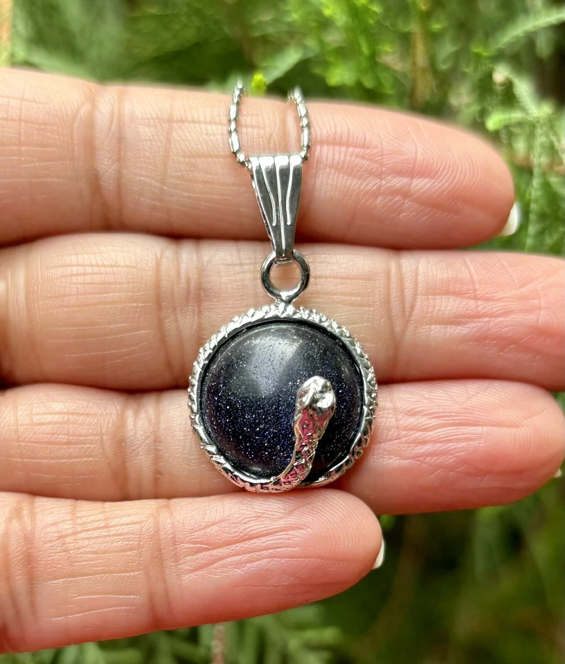 Medallón Colgante Moda Piedra Solar Azul Lleno de Oro Blanco CADENA SURTIDA GRATIS #1 Foto 2 de 4