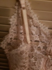 VTG Victoria's Secret Cream Sheer Lace Teddy Lingerie Sz S Gold Label FLAWS