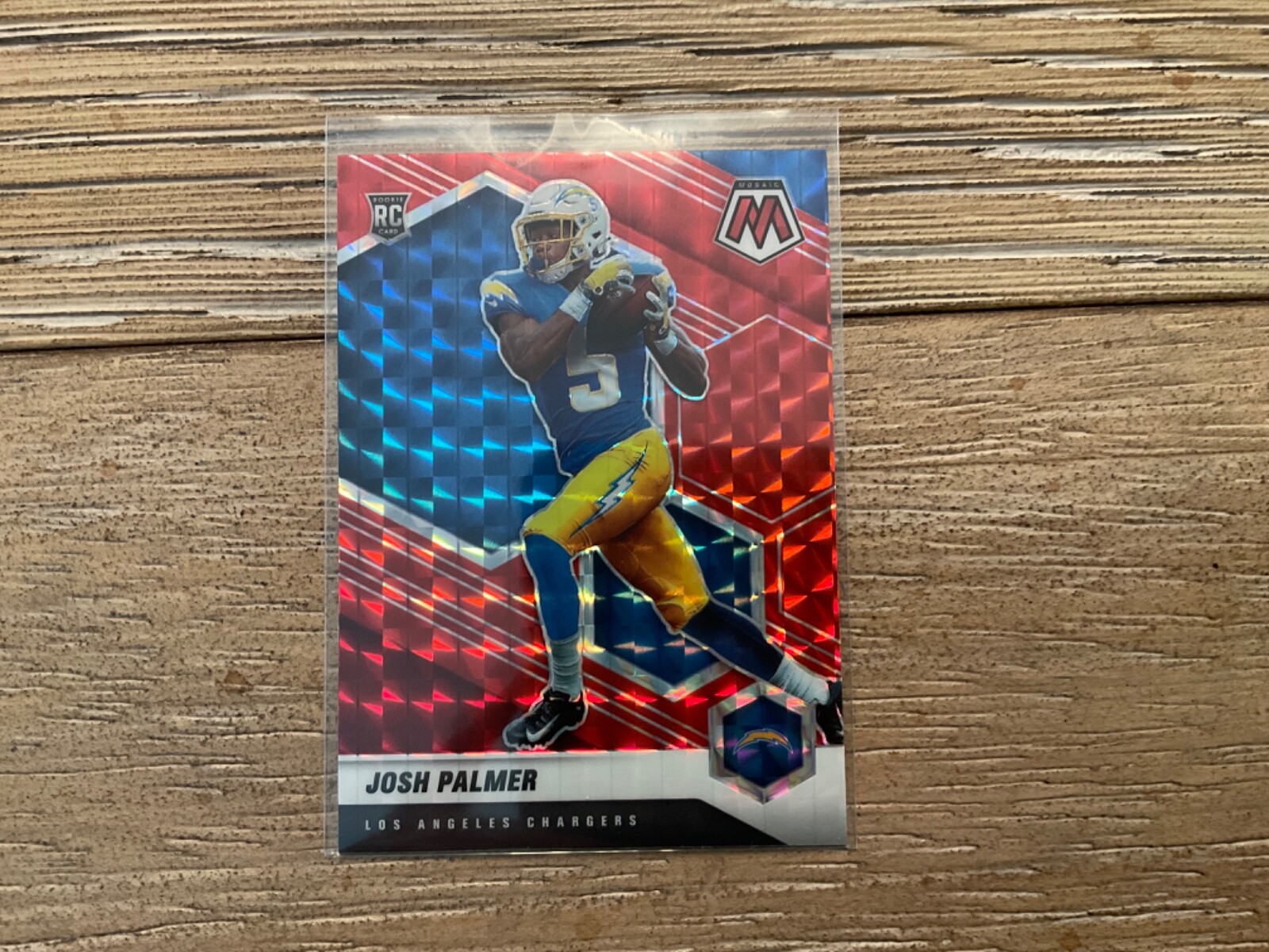 2021 Panini Mosaic Football Josh Palmer Red Prizm Rookie Card #329 LA Chargers
