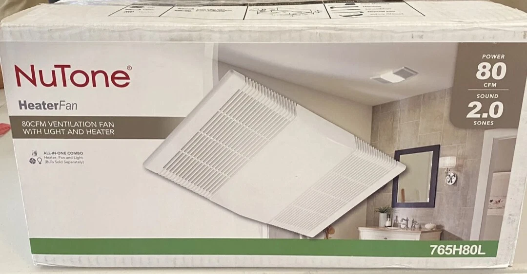 NuTone 80 CFM Ceiling Bathroom Exhaust Fan With Light And 1300 Watt Heater  26715257935 | eBay