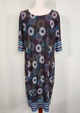Olivia MAtthews Dress Size 2X Short Sleeves Back Zip Geometric Circle Pattern
