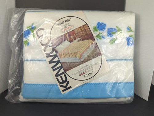 Vintage Chatham Blanket Polyester Satin Trim Kenwood Venus Rose NOS blue 72"x90"