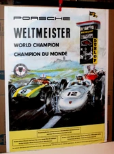 ORIGINAL PORSCHE FACTORY REPRO "PORSCHE WELTMEISTER WORLD CHAMPION 1960" 30X40