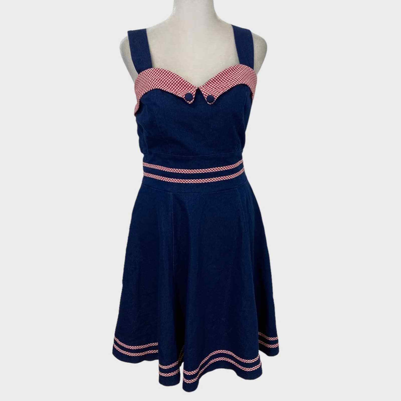 Dancing Days Retro Denim Pin Up Rockabilly Dress Small Gem