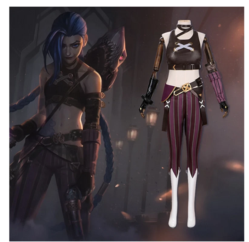 LoL Jinx Cosplay Costume LoL Arcane Jinx Cosplay Uniform Outfits Halloween - Изображение 3 из 4