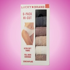 Lucky Brand Underwear Hi Cut Full Back Coverage Women Small Black Multi, 6 Pairs