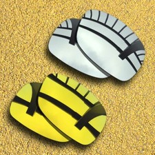 2 Pairs Lenses Replacement for-Oakley Ravishing Polarized-Silver Mirror 24K Gold