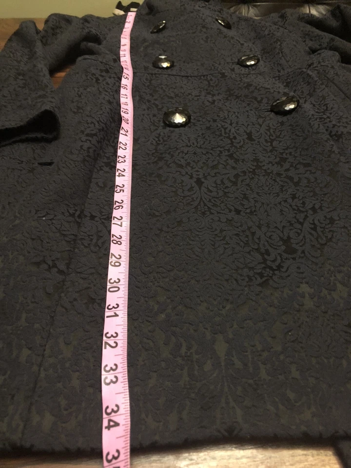 Nanette Lepore Blue Brocade Tapestry Double Breasted Coat M 8/10 - Image 3 of 4