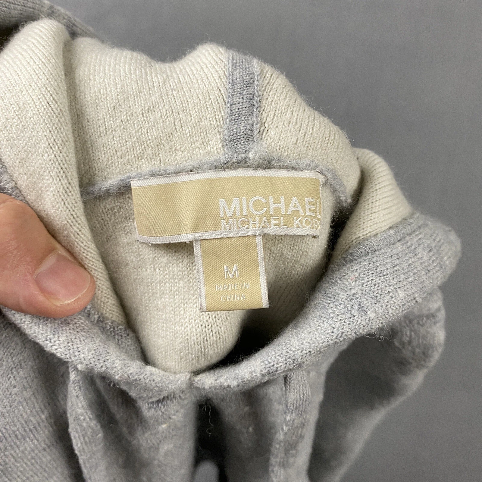 Michael Kors Maglione Donna Media Lana Pullover Felpa Felpa Felpa Con Cappuccio Logo Incantesimo