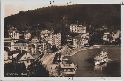 Switzerland Brunnen Quai Vintage RPPC B189