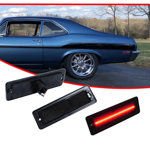 For 1970-1974 Chevy Nova Smoked Red LED Rear Fender Bumper Side Marker Lights 2X - Picture 2 of 10
