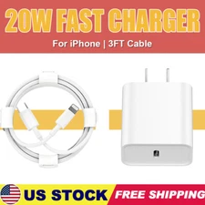 3FT USB-C Cable PD Fast Charger 20W Wall Adapter Phone for Apple 14 13 12 11 X