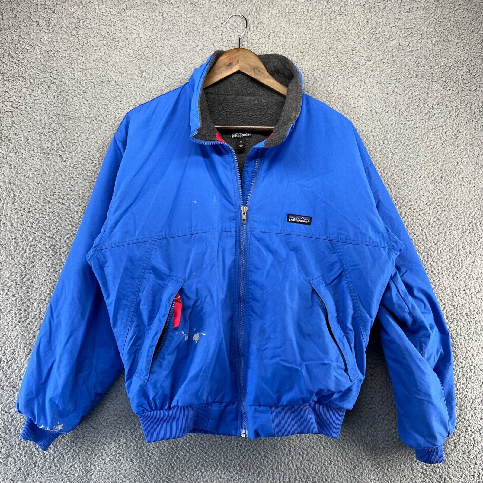 Vintage Patagonia Jacket Adult Medium Blue Nylon Fleece Lined 90s 