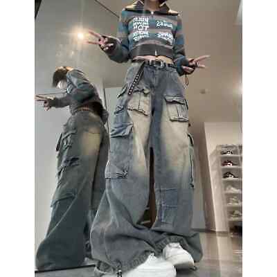 Women Wide-leg Cargo Pants Summer high-waisted y2k baggy Women Wide-leg Cargo Pants Summer high-waisted y2k baggy
