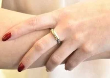 David Yurman 925/14 Karat Gold Sterling Silver Metro Cable Stack Band Ring 5.75