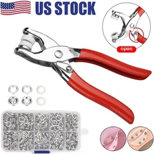 100 Prong Pliers Ring Press Studs Snap Popper Fasteners Sewing DIY Tool Kit USA