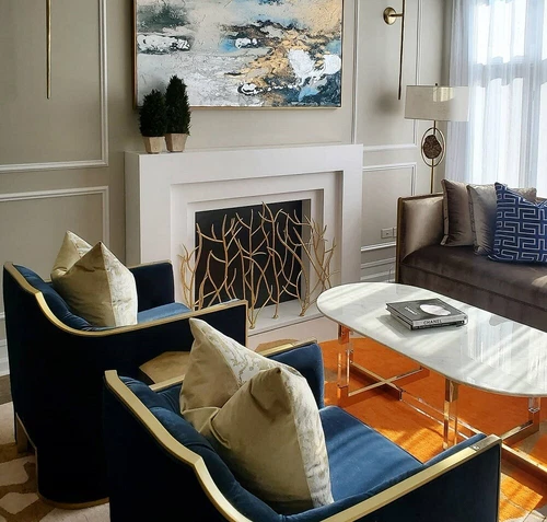 Gold Branches Fireplace Fire Screen Hand Forged Iron Twigs  ~ Uttermost 18796 - Picture 4 of 7