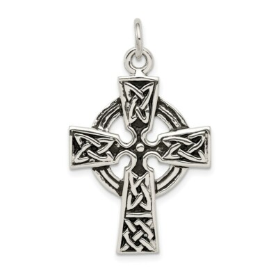 Sterling Silver Antiqued Finish Celtic Cross Charm Pendant 1.34" | eBay